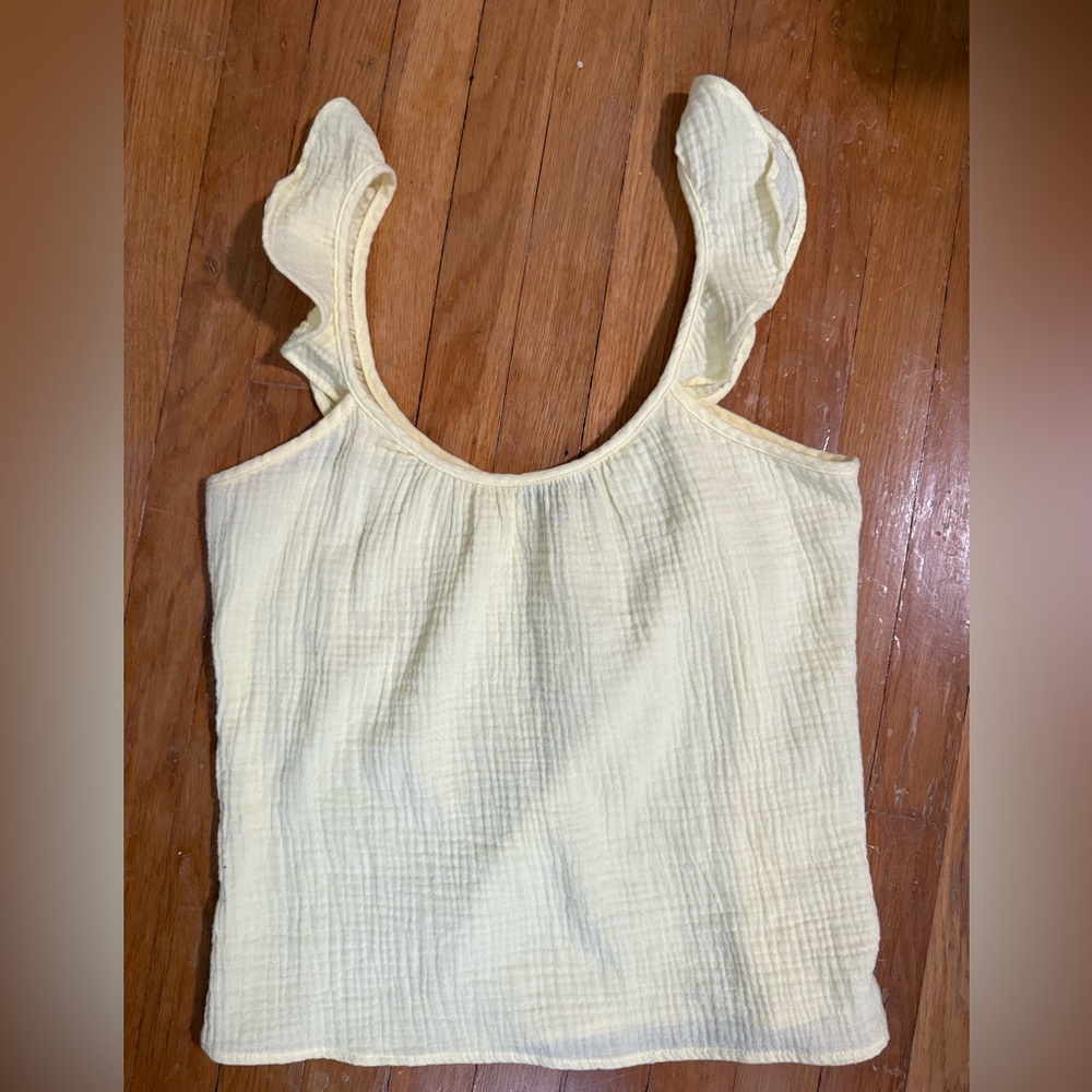 DREW buttery yellow  Ruffled Tank Top